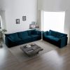 Sofa Set of 2 Chenille Couch, 2+3 Seater Sofa Set Deep Seat Sofa, Modern Sofa Set for Living Room, Blue Chenille