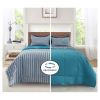 All in One Reversible Comforter and Sheet Set- 7 Piece, Queen, Blue Pinstripe