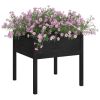 Garden Planter Set of 2 Black Solid Pine wood Large Planters