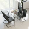 51 inch Glass Dining Table Set for 4, Dining Table & Chair Sets with Silver Plating Legs for Kitchen