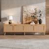70inch Modern TV Stand with Rattan Doors for TVs up to 80", Media Console with Storage Space & Cable Holes, Entertainment Center for Living Room
