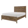 Weathered Pine Finish 1pc Queen Bed Modern Line Pattern Rusticated Style Bedroom Furniture
