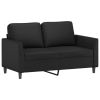 Sofa Set Black Faux leather, metal, textilene, plywood