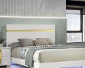 White 1pc Queen Size Bed Underbed LED Modern Bedroom Furniture Acrylic Trim Mattress Ready Bedframe