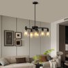 9-Light Black Modern Chandeliers for Dining Room, Adjustable Height Farmhouse Kitchen Island Lighting