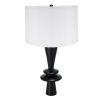 D15x26.7" Black Aluminum Table Lamp with Two Varying Round Accents and White Drum Shade(Lamp Shade Assembly Required)