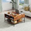 Flip-Top Coffee Table with Storage - Dark Walnut & Black Metal - 31.5" Lift-Top Design w/Hidden Compartment - Easy Assembly Living Room Table