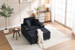 [VIDEO/New]Corduroy Upholstered Chaise Lounge Sofa with Handrail storage,Movable ottoman,Cupholders