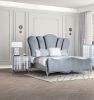 Lovely Attracting Bedroom 3pc Set Queen Size Bed 2x Nightstands Light Gray Fabric Padded HB Wood Leg Silver Color