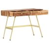 Writing Desk Natural and brass Solid Acacia wood