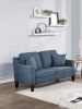 2pc Sofa Set Sofa And Loveseat Living Room Furniture Navy Blended Chenille Cushion Couch w Pillows