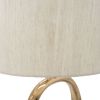 D14x28.5" Oval Shape Cut Out Metal Table Lamp with Cream Linen Shade