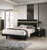 Modern Black 3pc Bedroom Set Eastern King Size Bed w LED 2x Nightstands Mattress Ready Furniture Acrylic Trim