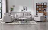 Callie Light Gray Woven Fabric Sofa Loveseat Chair Living Room Set