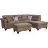 Diego 103.5" Brown Fabric Sectional Sofa with Right Facing Chaise, Storage Ottoman, and 2 Accent Pillows
