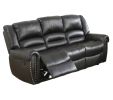 Plush Relax 1pc Manual Motion Sofa Only Black Color Bonded Leather 3-Seat Couch Armrest Cushion Seating Living Room Furniture