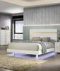 White 1pc Queen Size Bed Underbed LED Modern Bedroom Furniture Acrylic Trim Mattress Ready Bedframe