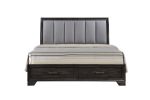 1pc King Storage Platform Bed Upholstered Ultra-plush Headboard Two Footboard Storage Drawers Solid Wood