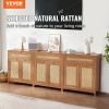 VEVOR Rattan Cabinet, Set of 3, Rattan Storage Cabinet with 6 Magnetic Doors and 3 Drawers, Sideboard Buffet Cabinet with Adjustable Shelves