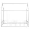 Twin Size Metal Bed House Bed Frame with Fence, for Kids, Teens, Girls, Boys, White