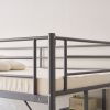 Twin Size Metal Loft Bed with Desk and Storage Shelves, 2 Built-in Ladders & Full-Length Guardrails, Loft Bed Frame for Teens Juniors Adults