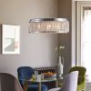 Modern Crystal Chandelier 19 Inches Aluminum+Iron Round Ceiling Light Flush Mount Ceiling Light Fixture for kitchen Island Dinning Bedrooms and Hallwa