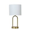 16.75" Gold Metal Arch Table Lamp with White Fabric Lamp Shade