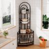 4 Tier Corner Bookshelf Modern Style Plant Stand with Metal Frame Space Saving Display Storage Rack for Living Room Bedroom Office Balcony Small Space