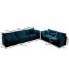 Sofa Set of 2 Chenille Couch, 2+3 Seater Sofa Set Deep Seat Sofa, Modern Sofa Set for Living Room, Blue Chenille