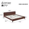 PINE SOLID WOOD KING SIZE BED, SOLID AND STABLE, NO BOX SPRING NEEDED, DARK WALNUT COLOR