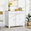 Sideboard Buffet Cabinet, 3-Doors Kitchen Cabinet, Coffee Bar Storage with 3 Drawers, Adjustable Shelf for Living Room and Hallway, White