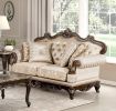 Formal Traditional Luxury Sofa Set 2pc Sofa Loveseat Cherry Finish with Gold Tipping Solid Wood Living Room Furniture
