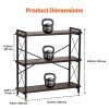 VEVOR Metal Bookshelf, 3-Tier Industrial Bookshelf, Small Rustic Storage Display Bookcase with Open Shelves