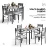 5 Pieces Faux Marble Dining Set Table with Solid Steel Frame