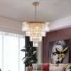 24" Contemporary Crystal Modern Chandeliers Crystal Ceiling Chandelier 4 Tier Golden Chandelier Lighting for Dining Room Living Room Bedroom (Bulbs No