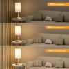 Gold Nightstand Bedroom Lamp - 3 Way Dimmable Bedside Lamp USB C A Charging Ports and AC Outlet, Small Table Lamp Linen Lampshade for Office Desk