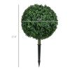 Artificial Boxwood Trees w/ Ground Stake, Set of 2 Ball Shaped Topiary Trees for Home Office & Living Room, UV Resistant