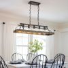 34-Inch Black Gold Vintage Pendant Light, 5 E26 Bulb Sockets, Adjustable Chain Height – Antique Style Chandelier for Dining Room, Kitchen