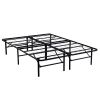 Queen Metal Platform Folding Bed Frame 14 Inch High Queen Size Box Spring Replacement Heavy Duty Steel Slat Easy Assembly Under-Bed Storage,Black