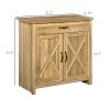 Farmhouse Buffet Cabinet Barn Door Style Sideboard for Kitchen Living Room Entryway Natural Wood Effect