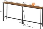 70 Inch Console Table with Outlet, Sofa Table with Charging Station, Narrow Entryway Table