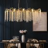 39-inch Modern Golden Pendant Light with Cascading Crystal Strands, Ideal for Living Room, Dining Room and Foyer