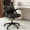 Ergonomic Mesh Back Office Chair with Flip up arms, Black Fabric, 300lb