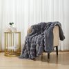Grey Bubble Faux Fur Ultra Soft Luxury Oversize Throw Blanket 50" x 72", Grey Flannel