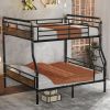 Full XL over Queen Metal Bunk Bed, Industrial Detachable Bunkbeds with Safety Guard Rails for Teens, Black(Old SKU W2580S00007)