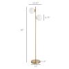 Decorative Floor Lamp with 2 Glass Shades Modern Lighting for Living Room Bedroom White