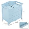 Blue painted finish, MDF, three drawers, 90.5*58*92cm, children's wooden bed with safety belt and changing table for babies
