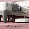 Bed frame with headboard, large bed, platform bed frame, easy to assemble, gray (without mattress)