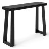 Black Solid Rubber Wood Narrow Console Table, 43" Space-Saving Entryway Table for Small Hallways