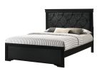 Modern 1pc Black Finish King Size Panel Bed Wooden Fabric Upholstered Headboard Crystal-Like Button Tufted Fabric Bedroom Furniture